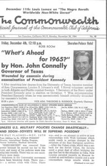 This Day in Commonwealth Club History: November 20, 2014 This Day in Commonwealth Club History: November 20, 2014