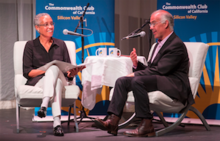Judge LaDoris Cordell (left) interviews David Brooks at The Commonwealth Club Judge LaDoris Cordell (left) interviews David Brooks at The Commonwealth Club